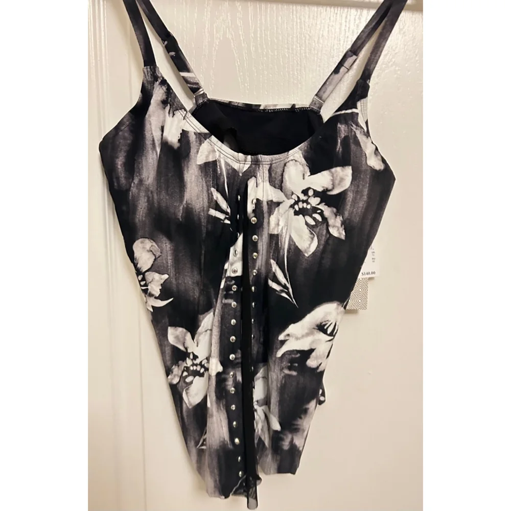 Women's Amoressa Swimwear Tankini Top Size 10 Black White - Picture 3 of 8